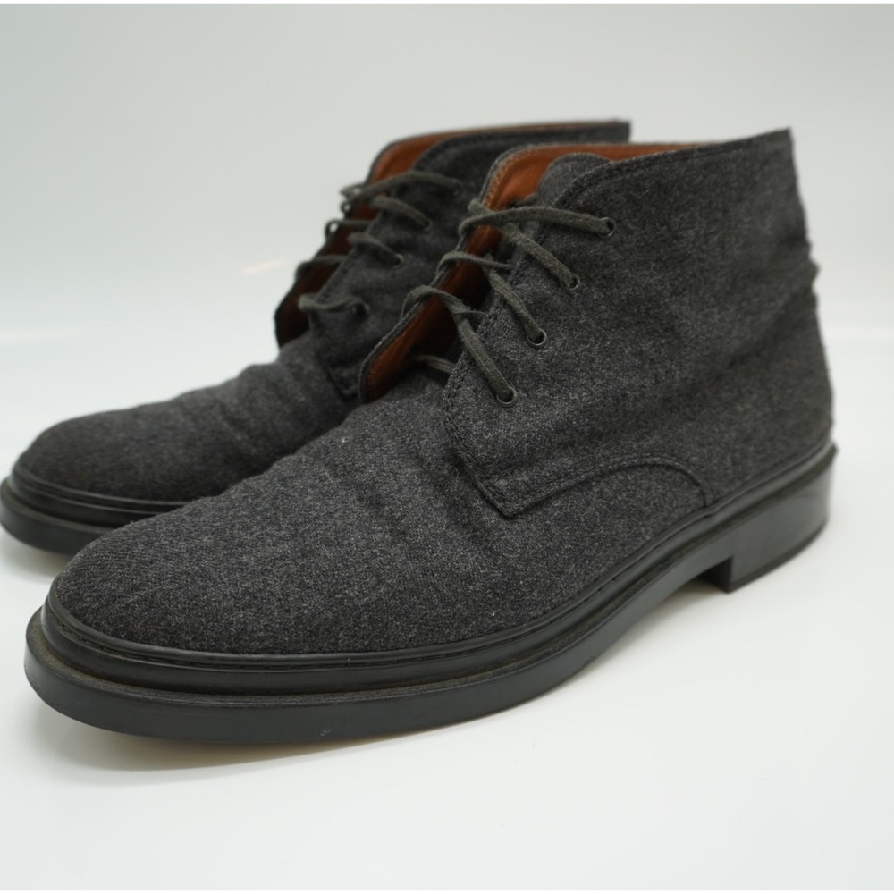 Tods Mens Charcoal Grey Wool Chukka Boots Leather Lined Made in Italy Size 39.5